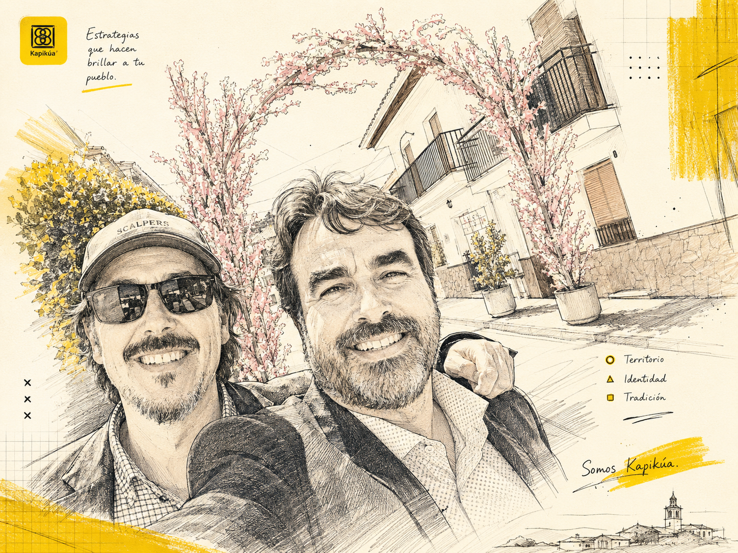 Rafa Navarrete, a la izquierda, y Antonio Márquez, a la derecha, en una composición ilustrada de Kapikúa