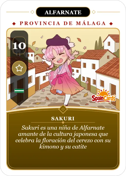 Carta SpainCards de Alfarnate dedicada a Sakuri
