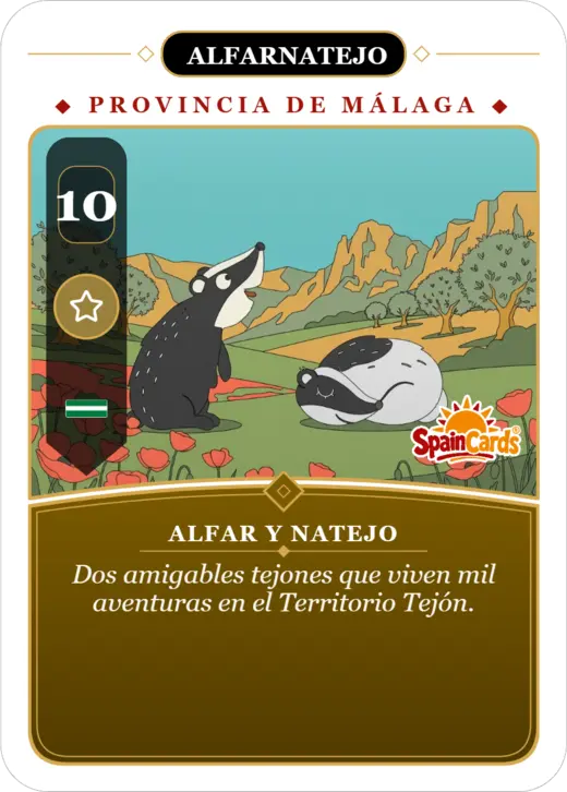 Carta SpainCards de Alfarnatejo dedicada a Alfar y Natejo