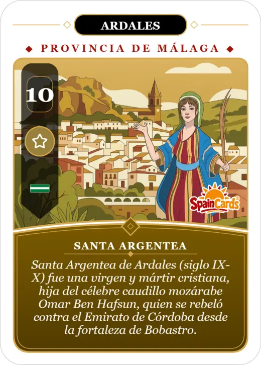 Carta SpainCards de Ardales dedicada a Santa Argentea