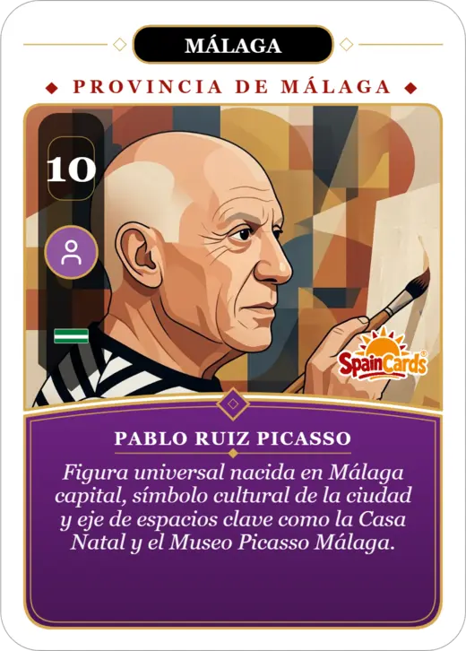 Carta SpainCards de Málaga dedicada a Pablo Ruiz Picasso